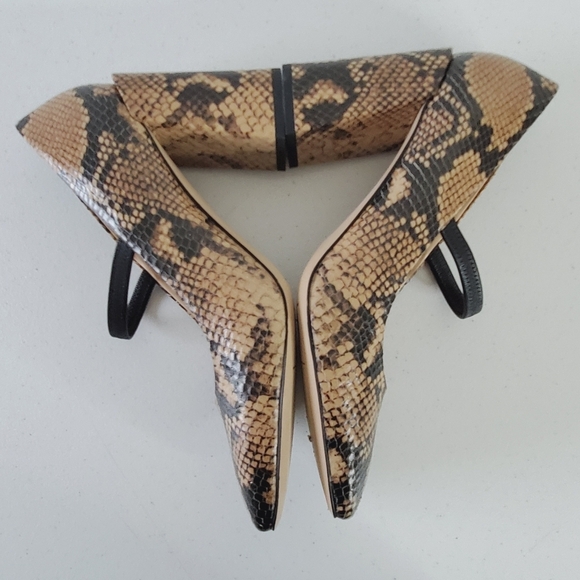 Franco Sarto Halo Snake Print Leather Pumps Size 8.5 Square Toe Chunky Heel Shoe - Picture 8 of 16